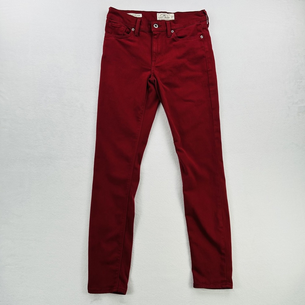 Lucky Brand Jeans Womens 4 Red Brooke Legging Jean Stretch Skinny Pants Cotton